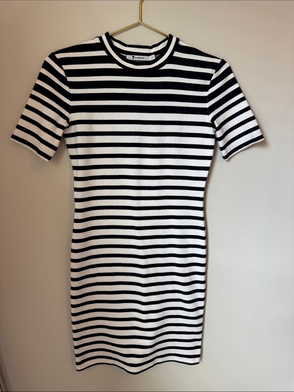 Alexander Wang Black & White Striped Ribbed Mini Dress